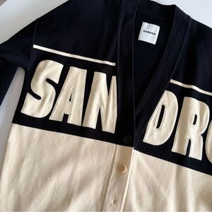 Sandro Two-Tone Black and Cream Cardigan